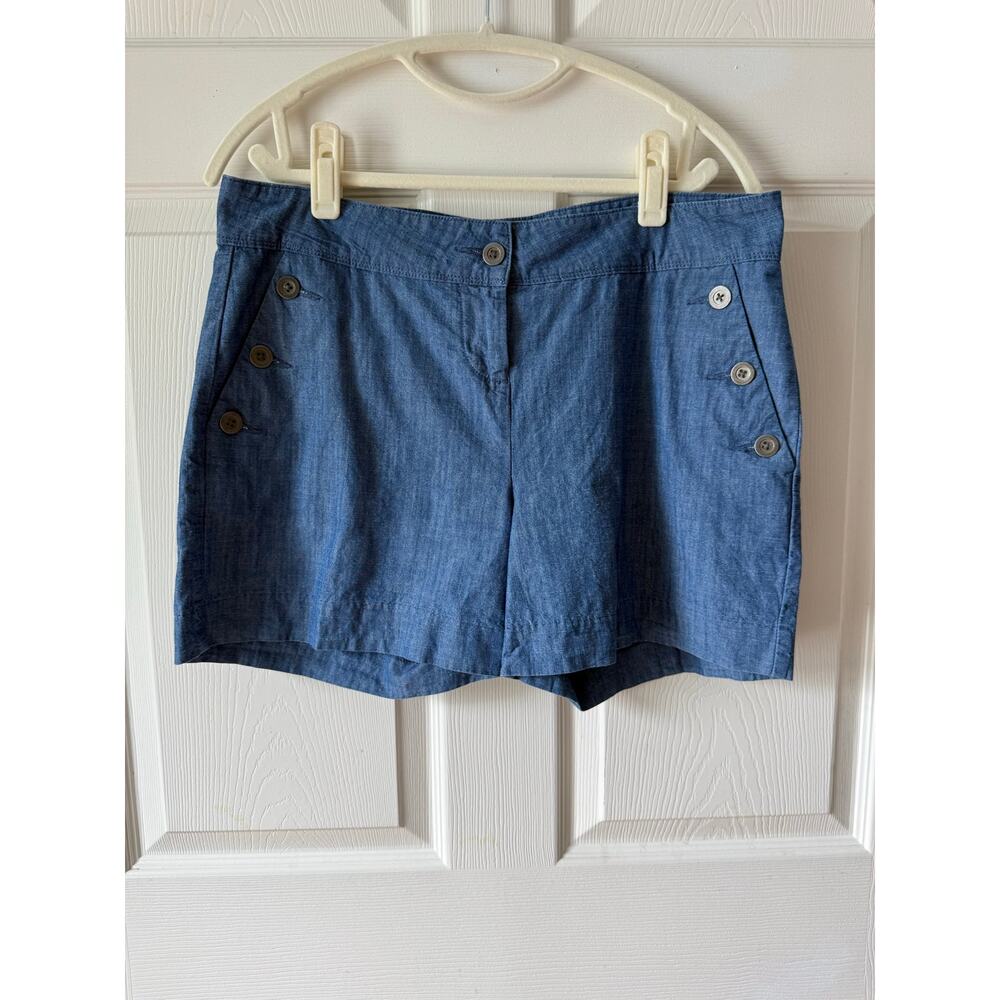 Isaac Mizrahi Blue Chambray Sailor Shorts 100% Cotton Size 10 Coastal Capsule‎